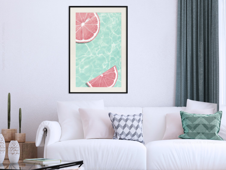 Poster Refreshing Tone - tropical pink fruits floating on water 128023 additionalImage 24