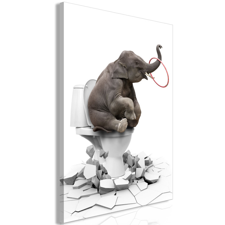 Canvas Print Full-on Fun (1-part) vertical - whimsically depicted elephant 128823 additionalImage 2