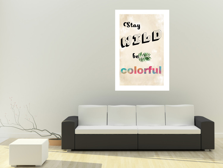 Wall Poster Stay Wild Be Colorful - colorful English text on a beige background 128923 additionalImage 3