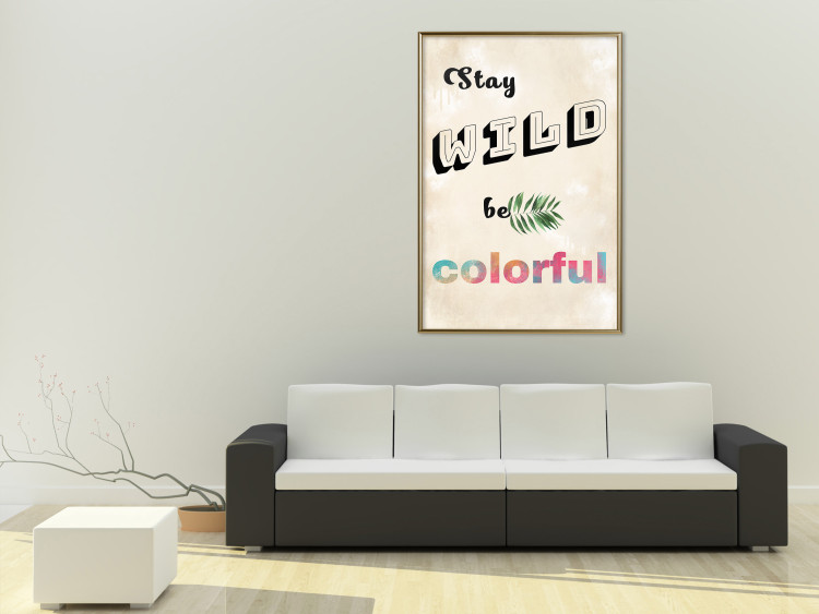Wall Poster Stay Wild Be Colorful - colorful English text on a beige background 128923 additionalImage 5