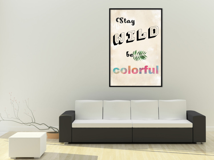 Wall Poster Stay Wild Be Colorful - colorful English text on a beige background 128923 additionalImage 4