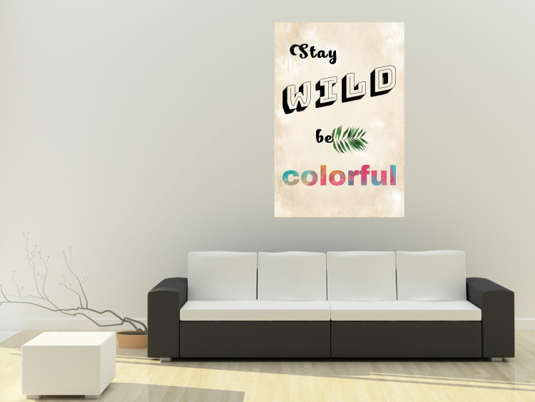 Wall Poster Stay Wild Be Colorful - colorful English text on a beige background 128923 additionalImage 2