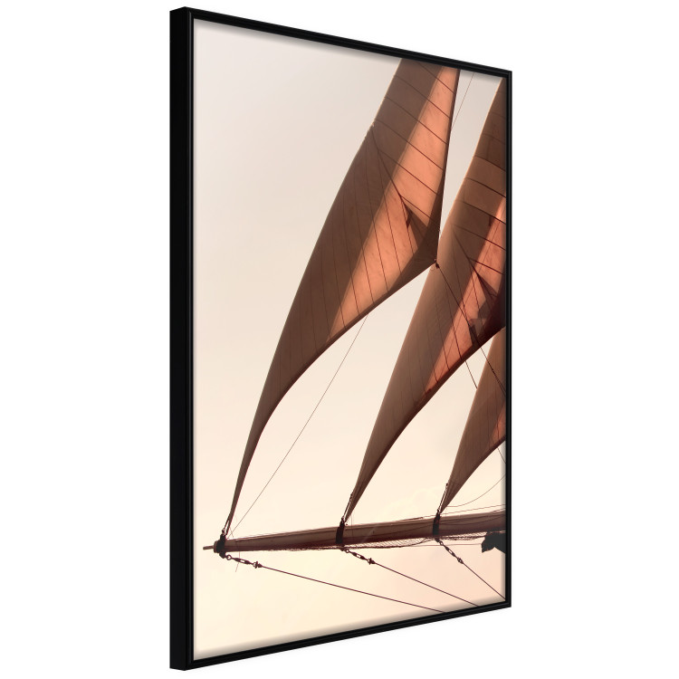 Wall Poster Sea Breeze - seascape of the front of a sailboat in sepia tones against the sky 129723 additionalImage 11