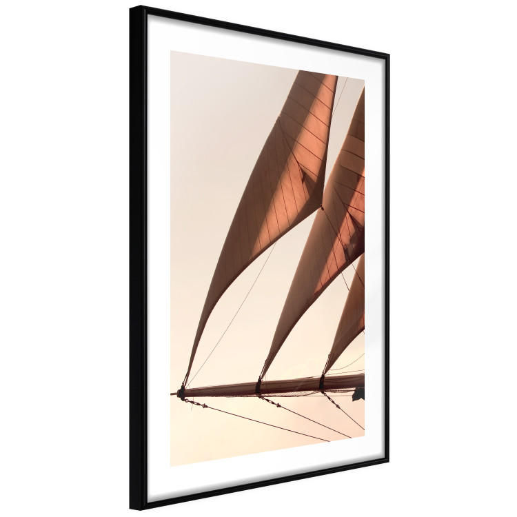 Wall Poster Sea Breeze - seascape of the front of a sailboat in sepia tones against the sky 129723 additionalImage 6