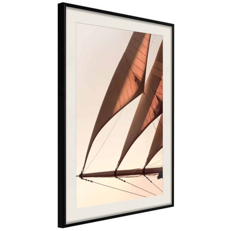 Wall Poster Sea Breeze - seascape of the front of a sailboat in sepia tones against the sky 129723 additionalImage 2