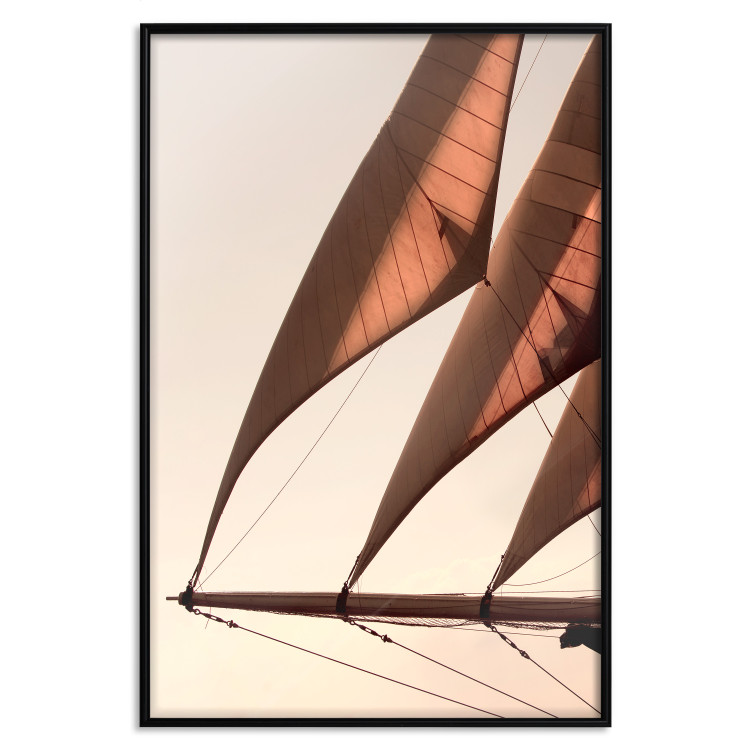 Wall Poster Sea Breeze - seascape of the front of a sailboat in sepia tones against the sky 129723 additionalImage 16