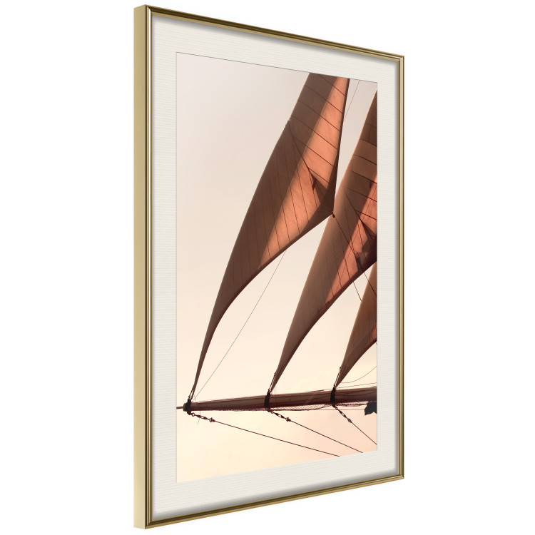 Wall Poster Sea Breeze - seascape of the front of a sailboat in sepia tones against the sky 129723 additionalImage 3