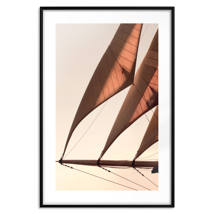 Wall Poster Sea Breeze - seascape of the front of a sailboat in sepia tones against the sky 129723 additionalImage 17