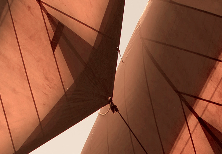 Wall Poster Sea Breeze - seascape of the front of a sailboat in sepia tones against the sky 129723 additionalImage 12