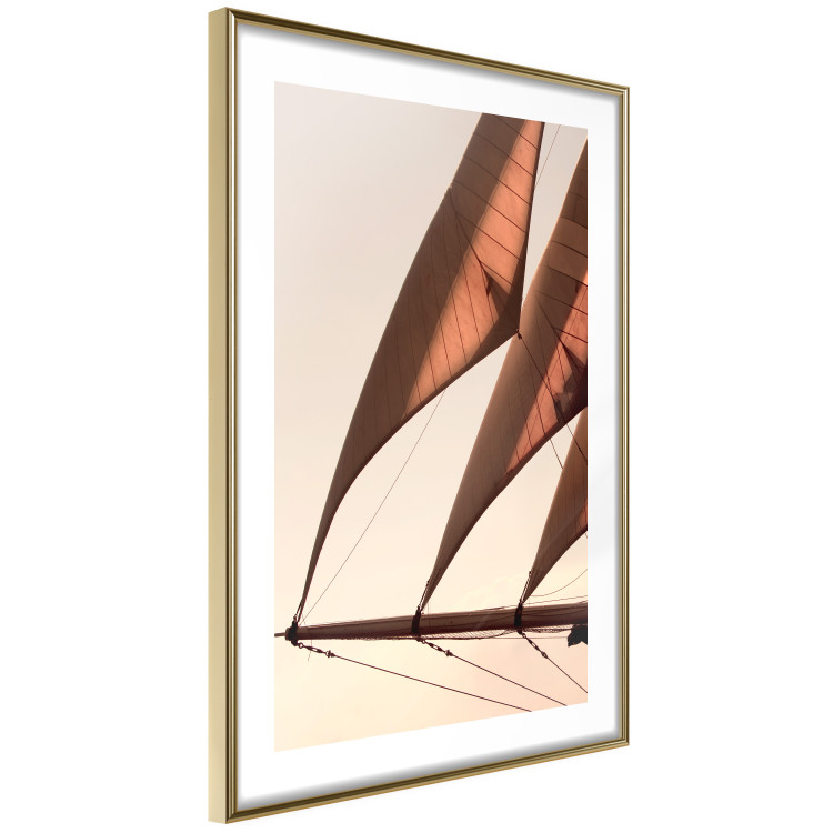 Wall Poster Sea Breeze - seascape of the front of a sailboat in sepia tones against the sky 129723 additionalImage 9