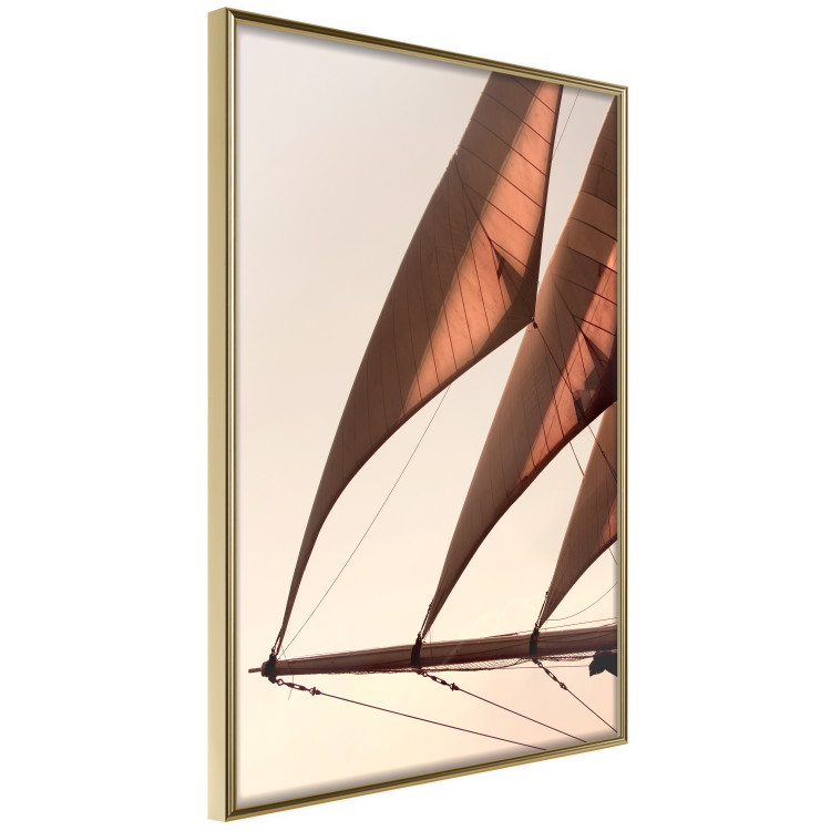Wall Poster Sea Breeze - seascape of the front of a sailboat in sepia tones against the sky 129723 additionalImage 14