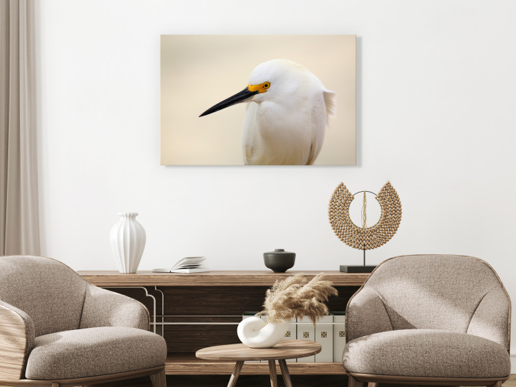 Canvas Snowy Egret (1-piece) Wide - white bird with a yellow element 129823 additionalImage 3