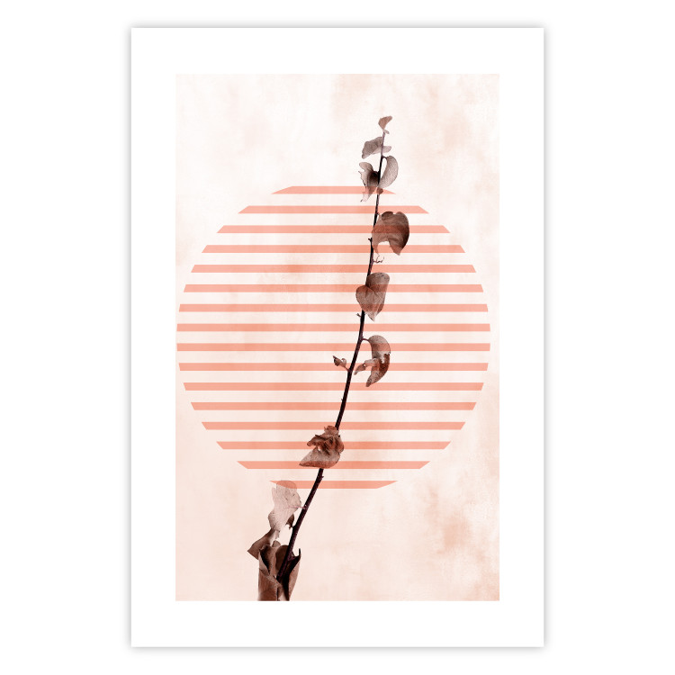 Wall Poster Scrawny Branch - plant in a circle with stripes in an abstract motif 131823 additionalImage 25
