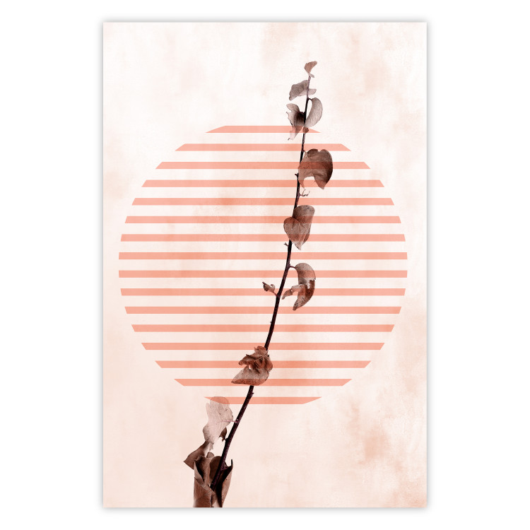 Wall Poster Scrawny Branch - plant in a circle with stripes in an abstract motif 131823