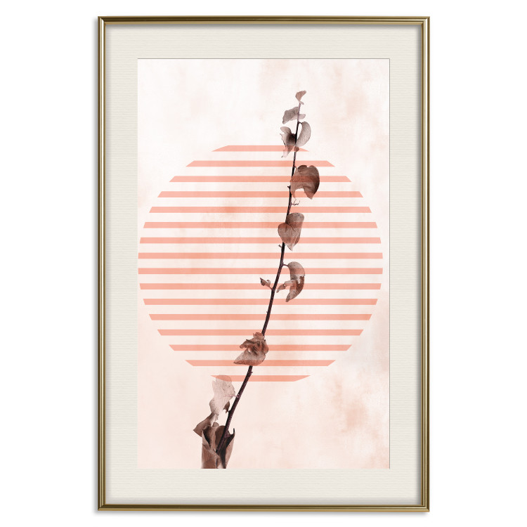 Wall Poster Scrawny Branch - plant in a circle with stripes in an abstract motif 131823 additionalImage 20