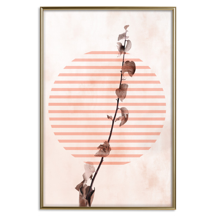 Wall Poster Scrawny Branch - plant in a circle with stripes in an abstract motif 131823 additionalImage 21