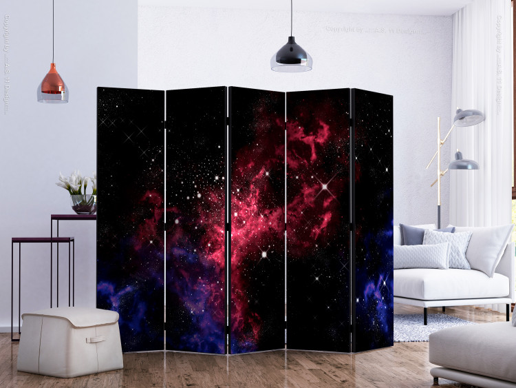 Room Divider Cosmos - Stars II (5-piece) - blue-red universe 132623 additionalImage 2