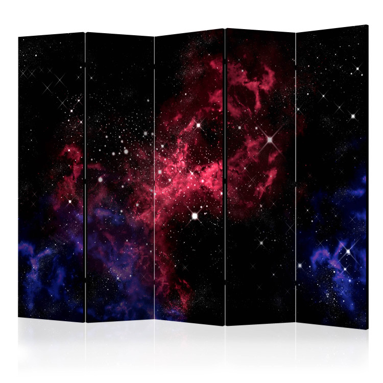 Room Divider Cosmos - Stars II (5-piece) - blue-red universe 132623