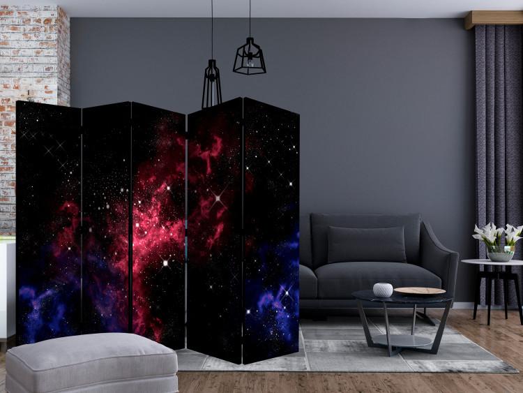 Room Divider Cosmos - Stars II (5-piece) - blue-red universe 132623 additionalImage 4