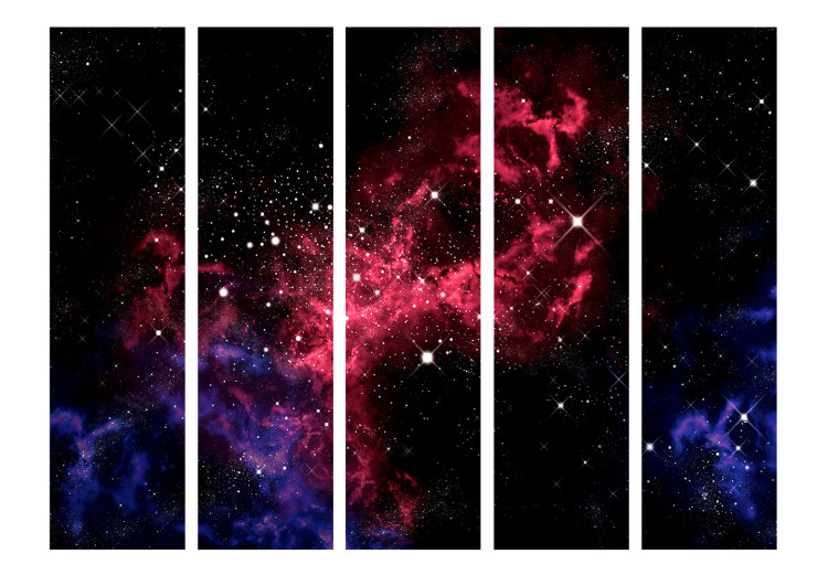 Room Divider Cosmos - Stars II (5-piece) - blue-red universe 132623 additionalImage 3