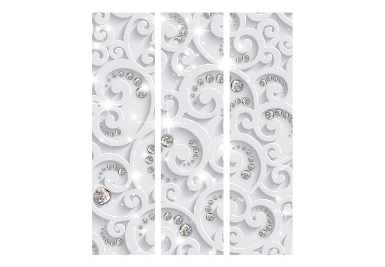 Room Divider Screen Abstract Opulence (3-piece) - white ornaments with crystals 132723 additionalImage 3