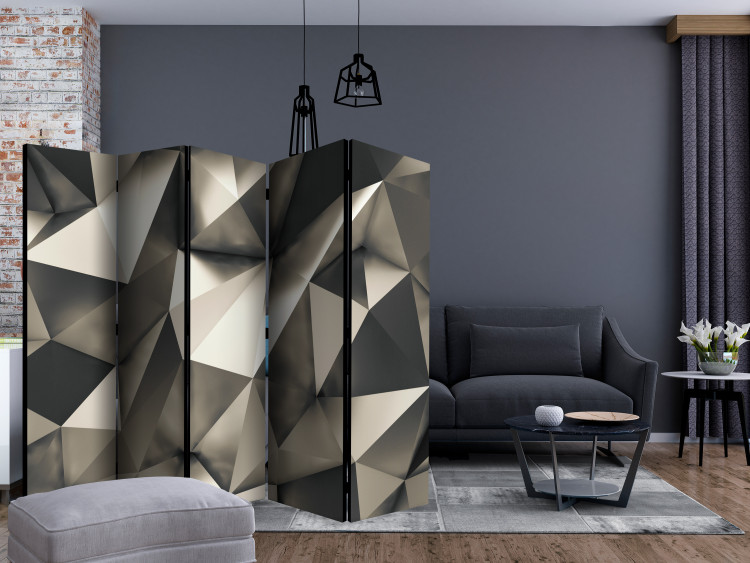 Room Divider Screen Cosmic Silver II (5-piece) - geometric figures in beige 132823 additionalImage 4