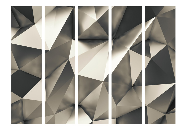 Room Divider Screen Cosmic Silver II (5-piece) - geometric figures in beige 132823 additionalImage 3