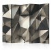 Room Divider Screen Cosmic Silver II (5-piece) - geometric figures in beige 132823
