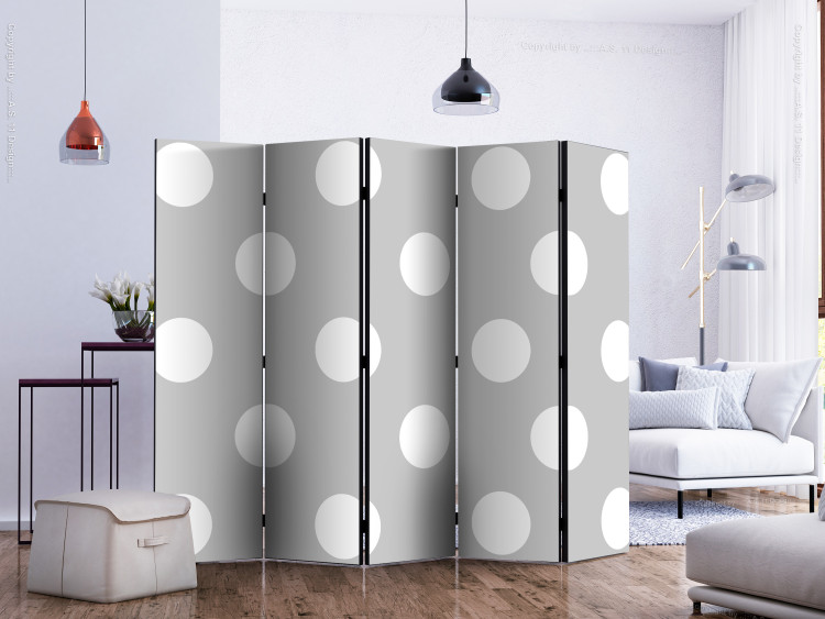 Room Divider Charming Polka Dots II - gray solid texture with multiple white circles 133623 additionalImage 2