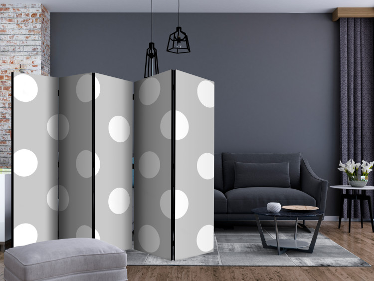Room Divider Charming Polka Dots II - gray solid texture with multiple white circles 133623 additionalImage 4