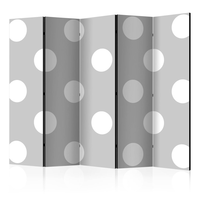 Room Divider Charming Polka Dots II - gray solid texture with multiple white circles 133623