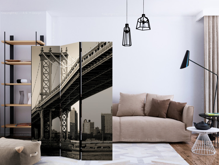 Room Separator Manhattan Bridge, New York - bridge architecture in light sepia hue 133823 additionalImage 4