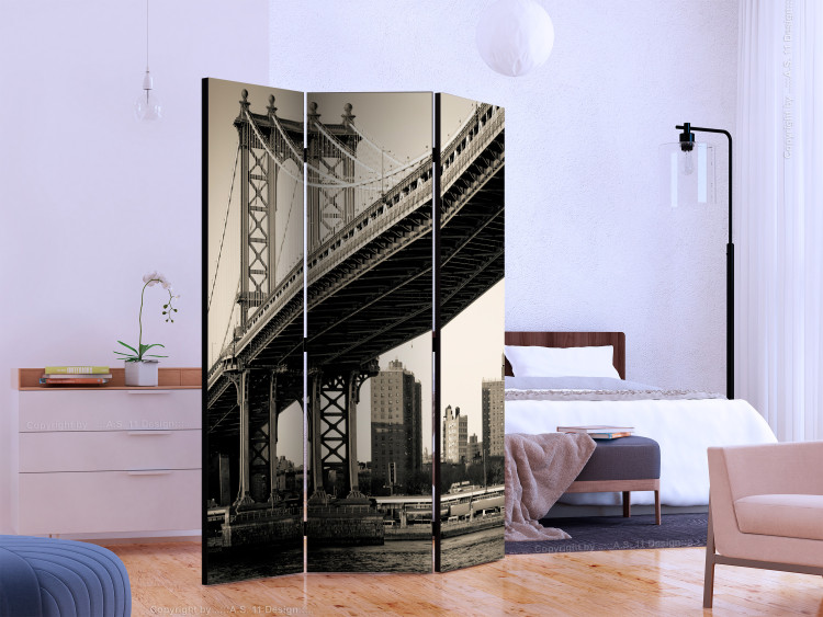 Room Separator Manhattan Bridge, New York - bridge architecture in light sepia hue 133823 additionalImage 2