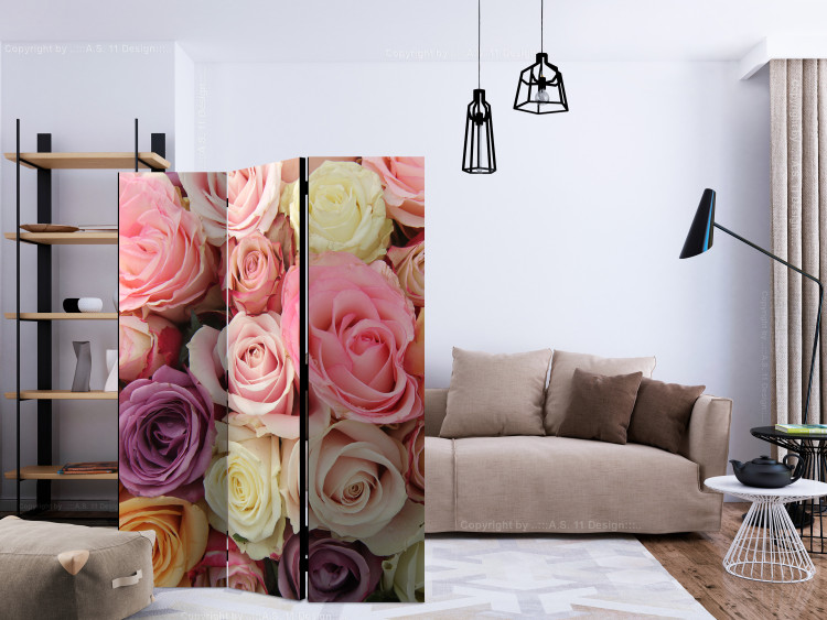 Room Separator Pastel Roses - romantic and colorful landscape of a bouquet of pastel roses 133923 additionalImage 4
