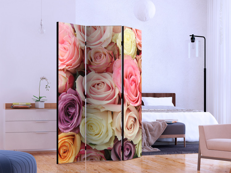 Room Separator Pastel Roses - romantic and colorful landscape of a bouquet of pastel roses 133923 additionalImage 2