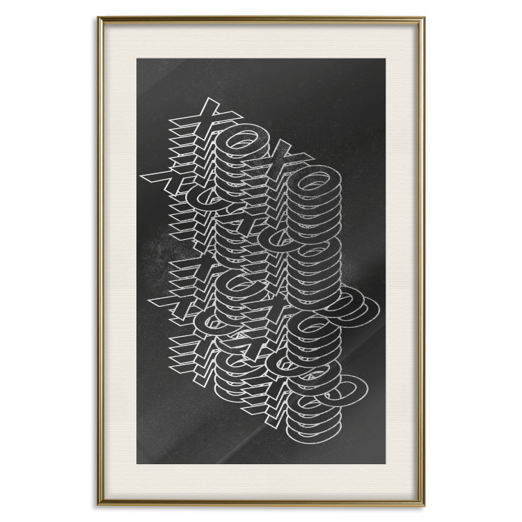 Poster Geometric Greetings - abstract white text on a black background 135023 additionalImage 20