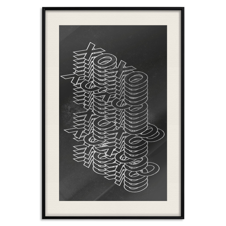 Poster Geometric Greetings - abstract white text on a black background 135023 additionalImage 19