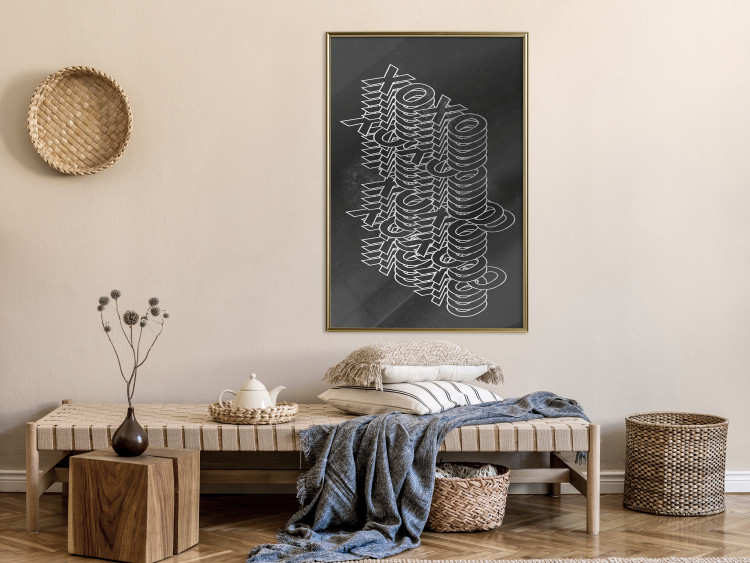 Poster Geometric Greetings - abstract white text on a black background 135023 additionalImage 5