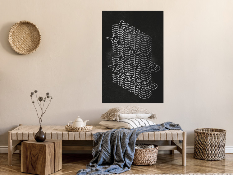 Poster Geometric Greetings - abstract white text on a black background 135023 additionalImage 2