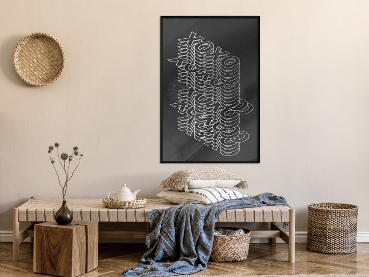 Poster Geometric Greetings - abstract white text on a black background 135023 additionalImage 6