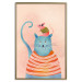 Poster Good Friends - funny blue cat and pink mouse on a light background 135723 additionalThumb 6
