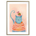 Poster Good Friends - funny blue cat and pink mouse on a light background 135723 additionalThumb 2