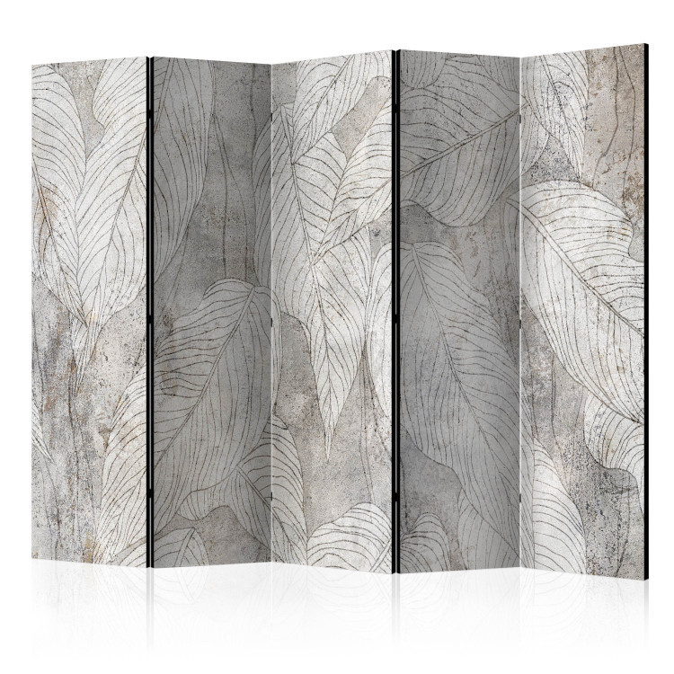 Room Divider Shadow Filled with Murmur II (5-piece) - Plant pattern in leaves 136123