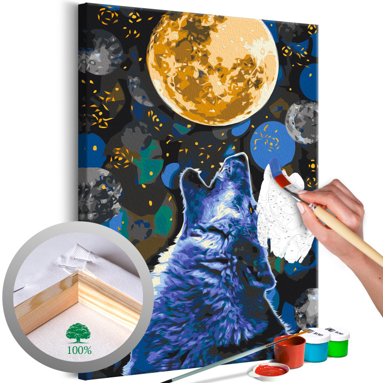Paint by Number Kit Blue Howling Wolf 138423