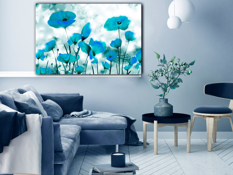 Canvas Print Emerald Poppies (1-piece) Wide - flowers under a blue sky 142323 additionalImage 3