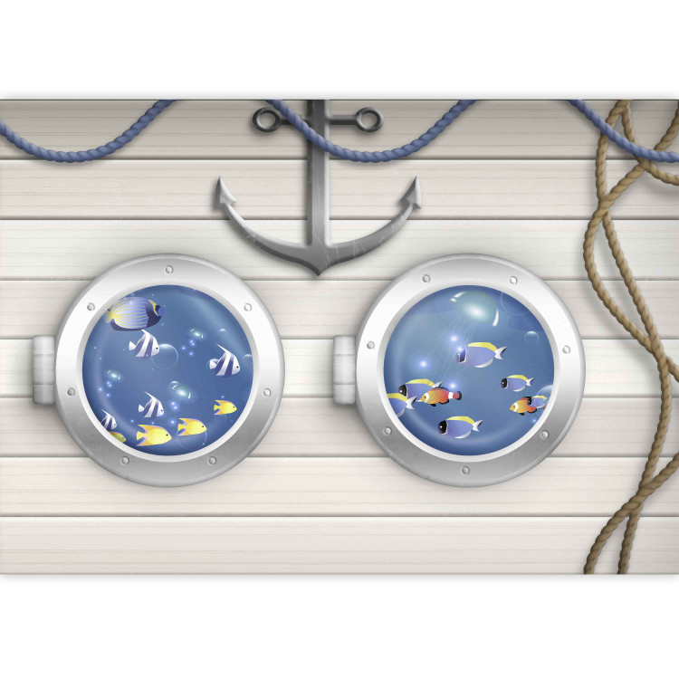 Photo Wallpaper Sailor's adventure - colourful fish and white ship motif for children 143223 additionalImage 3
