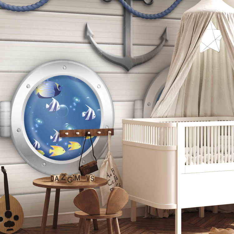 Photo Wallpaper Sailor's adventure - colourful fish and white ship motif for children 143223 additionalImage 5