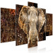 Canvas Art Print Golden Elephant (5-piece) Wide - massive animal and abstraction in the background 143423 additionalThumb 2