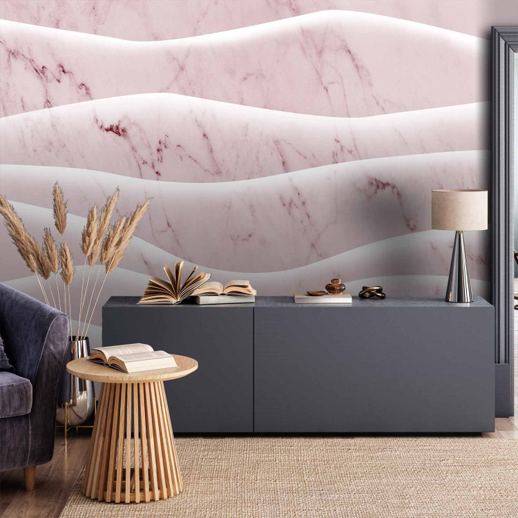 Wall Mural Pink mountains - abstraction with irregular waves with marble texture 143923