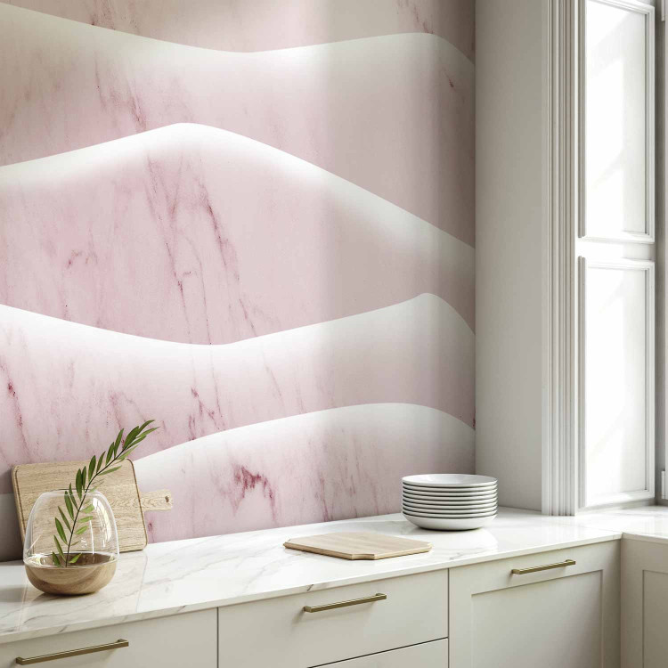 Wall Mural Pink mountains - abstraction with irregular waves with marble texture 143923 additionalImage 7